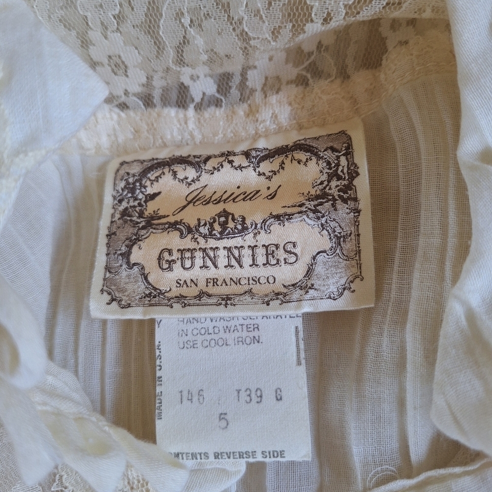 Jessica's Gunnies Gunne Sax Vintage 1970's Ivory Lace Long Sleeve Blouse Size 5 - Picture 2 of 9